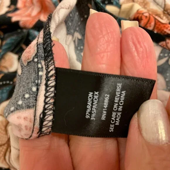 Torrid Dress Womens Size 2(18-20) Blue Floral Midi Dark Cottagecore Mature - Picture 6 of 10